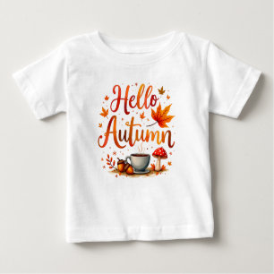 Camiseta De Bebé Hola otoño, nostalgia acogedora
