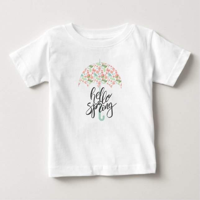 Camiseta De Bebé Hola Paraguas de Primavera (Anverso)