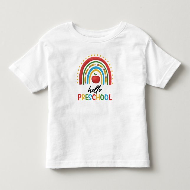 Camiseta De Bebé Hola Preescolar Pre Escuela Arcoiris Regreso A La  (Anverso)