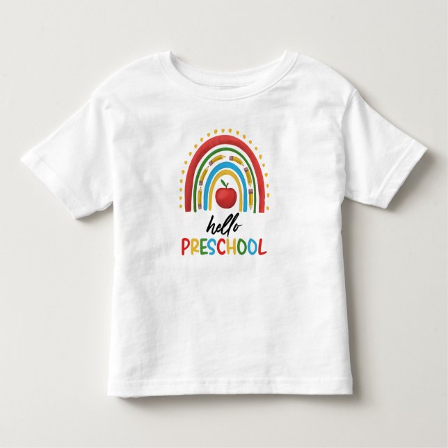 Camiseta De Bebé Hola Preescolar Pre Escuela Arcoíris Vuelta al Col (Anverso)