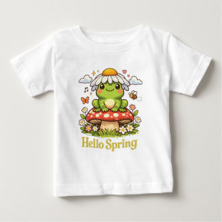 Camiseta De Bebé Hola Rana de Primavera – Estética de Hongo Cottage