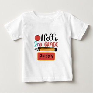 Camiseta De Bebé Hola segundo grado personalizado de vuelta a la di