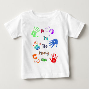 Camiseta De Bebé Hola soy El Desordenado - Huellas de Manos Pintada