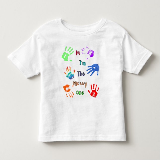 Camiseta De Bebé Hola, soy el desordenado - Paint Handprints (Anverso)