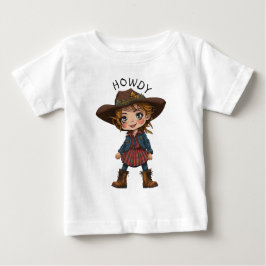 Camiseta De Bebé Hola Vaquera de Dibujos Animados con Sombrero de V
