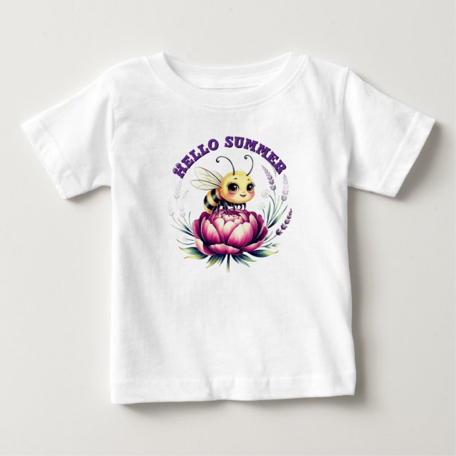 Camiseta De Bebé Hola, verano, traje de bebé (Anverso)