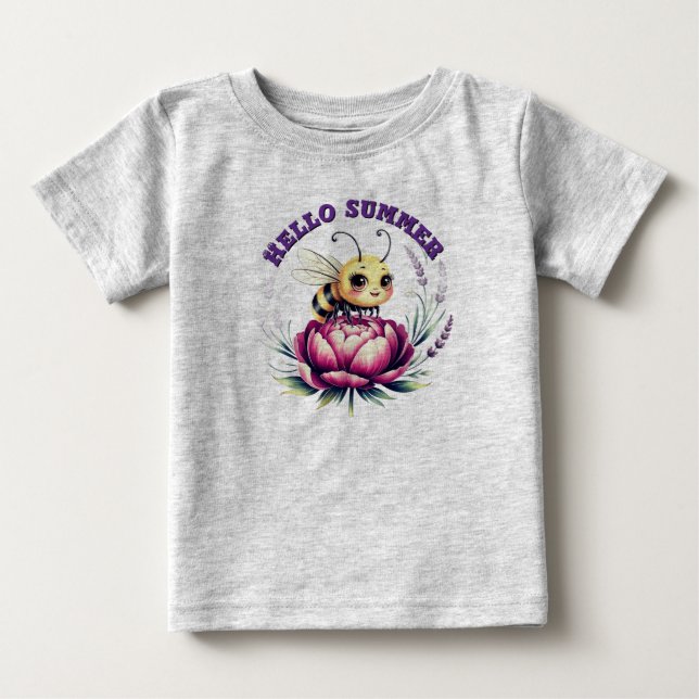 Camiseta De Bebé Hola, verano, traje de bebé (Anverso)