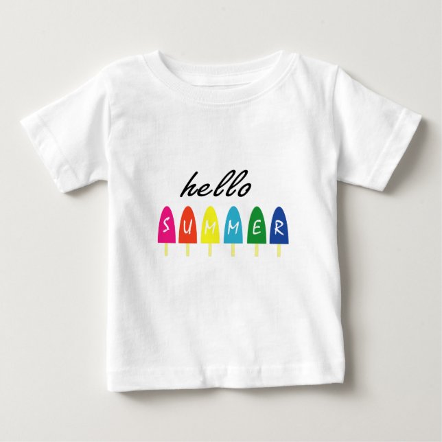 Camiseta De Bebé Hola verano vacaciones helado helado helado popsic (Anverso)