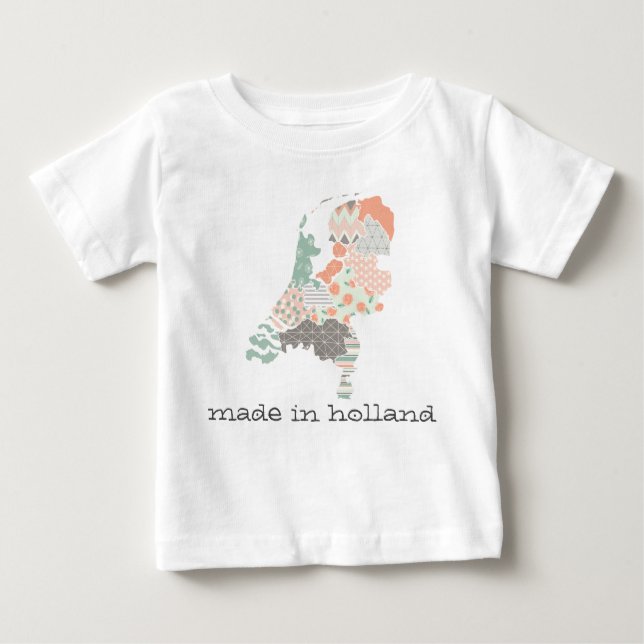 Camiseta De Bebé Holanda Mapa de la Provincia Estilo de Parche Geom (Anverso)