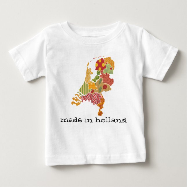 Camiseta De Bebé Holland Province Map Bohemian Patchwork Style (Anverso)