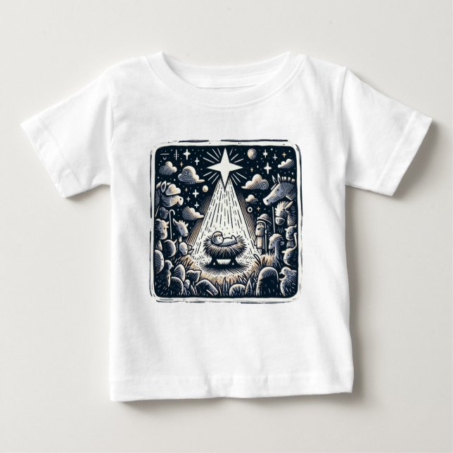 Camiseta De Bebé Holy Night Nativity: Contrast Art (Anverso)