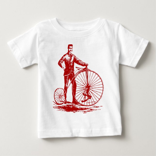 Camiseta De Bebé Hombre con Penny Farthing - Rojo Ruby (Anverso)