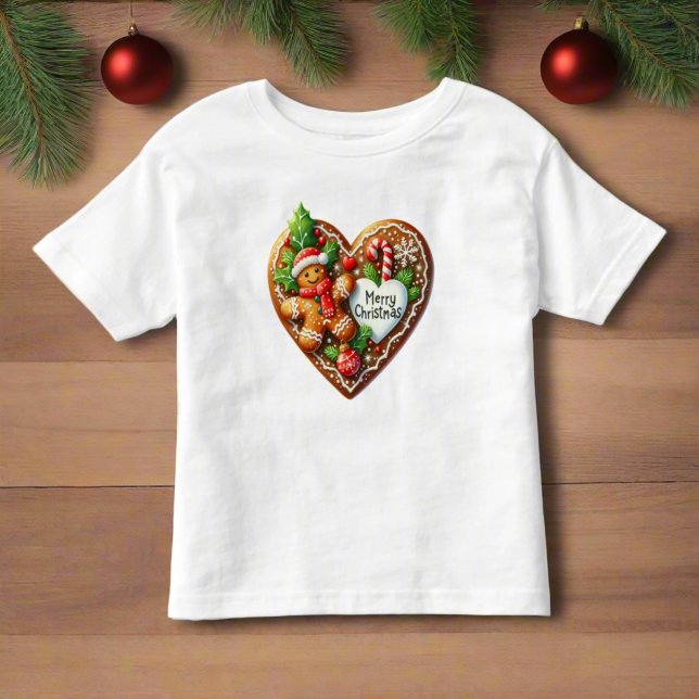 Camiseta De Bebé Hombre de Jengibre Corazón Navideño Lindo (Subido por el creador)