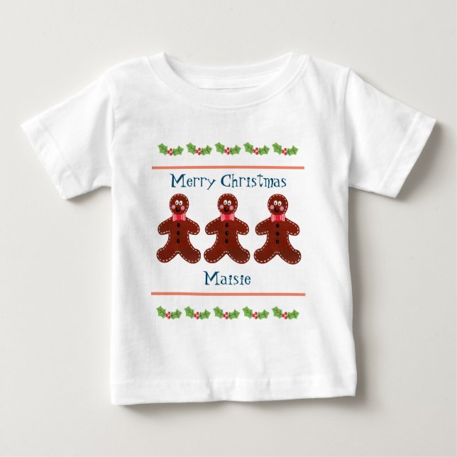 Camiseta De Bebé Hombre de jengibre de Navidad personalizado bebé T (Anverso)