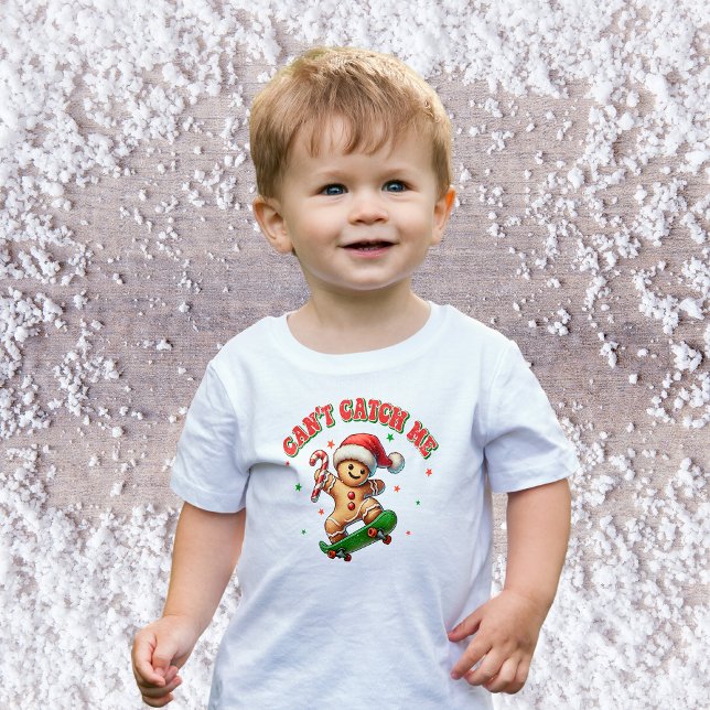 Camiseta De Bebé Hombre de jengibre en patineta Navideño Adorable (Subido por el creador)