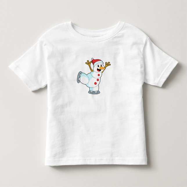 Camiseta De Bebé Hombre de nieve en patinaje sobre hielo con patine (Anverso)