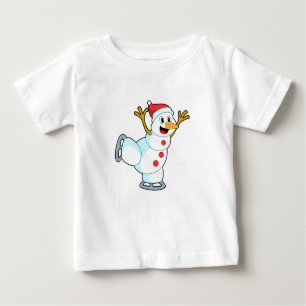 Camiseta De Bebé Hombre de nieve en patinaje sobre hielo con patine