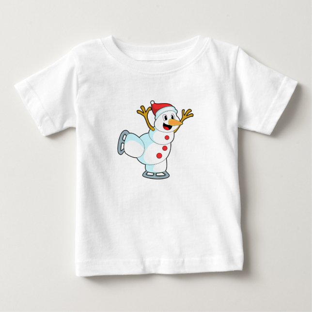Camiseta De Bebé Hombre de nieve en patinaje sobre hielo con patine (Anverso)