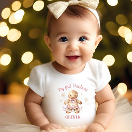 Camiseta De Bebé Hombre de pan de jengibre Chica Nombre rosa Primer