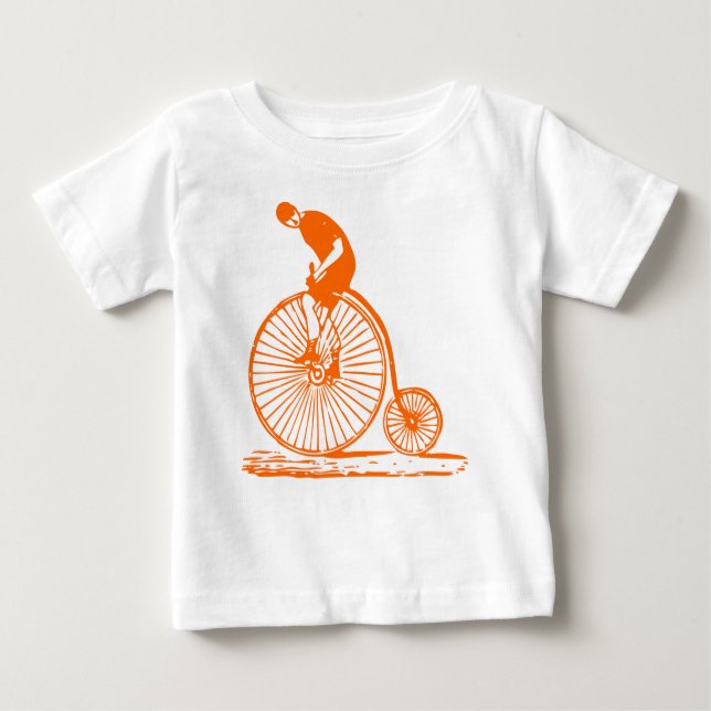 Camiseta De Bebé Hombre en un penny Farthing - Naranja (Anverso)