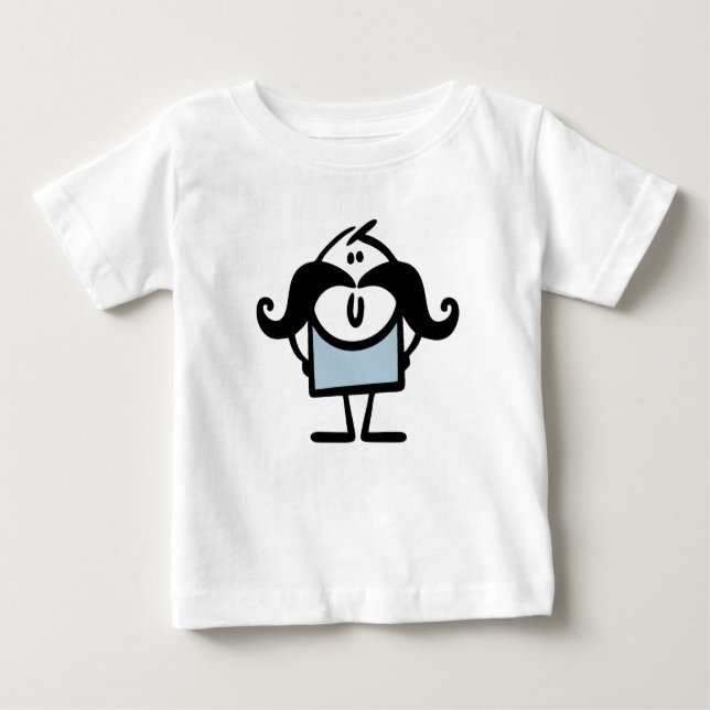 Camiseta De Bebé Hombre palo divertido con bigotes (Anverso)