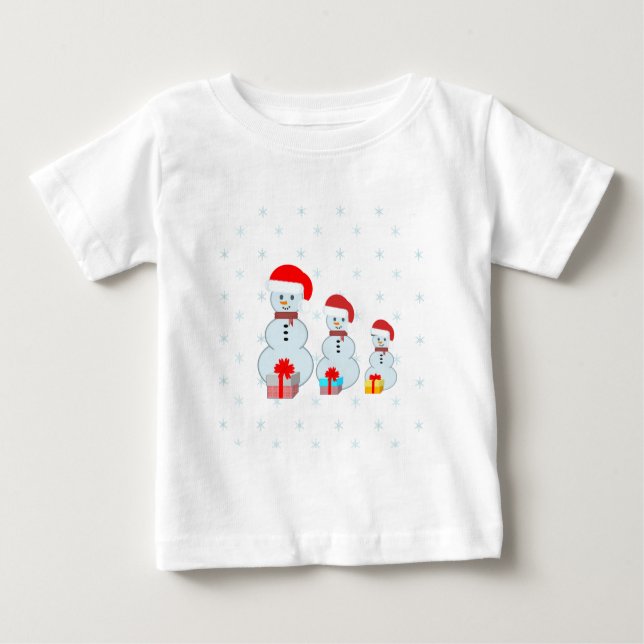 Camiseta De Bebé Hombres de nieve cristianos y copos de nieve (Anverso)