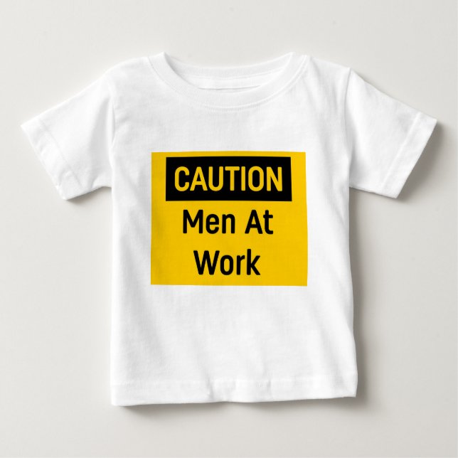 Camiseta De Bebé Hombres de precaución en el trabajo (Anverso)