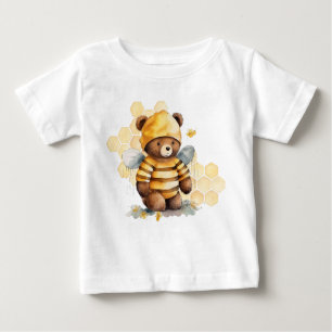 Camiseta De Bebé Honeycombs y oso de peluche con miel marrón