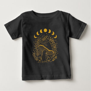 Camiseta De Bebé Hongo Boho, hongo hippie, luna mística
