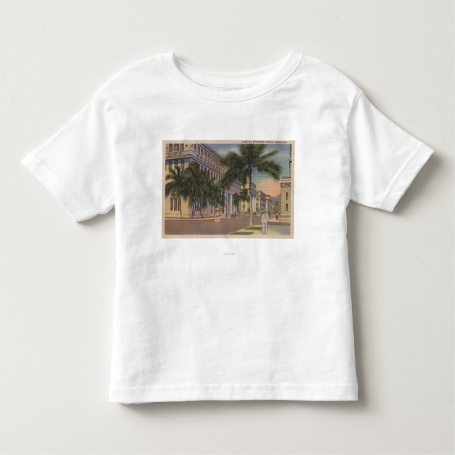 Camiseta De Bebé Honolulu, HIView de obispo St.Honolulu, HI (Anverso)