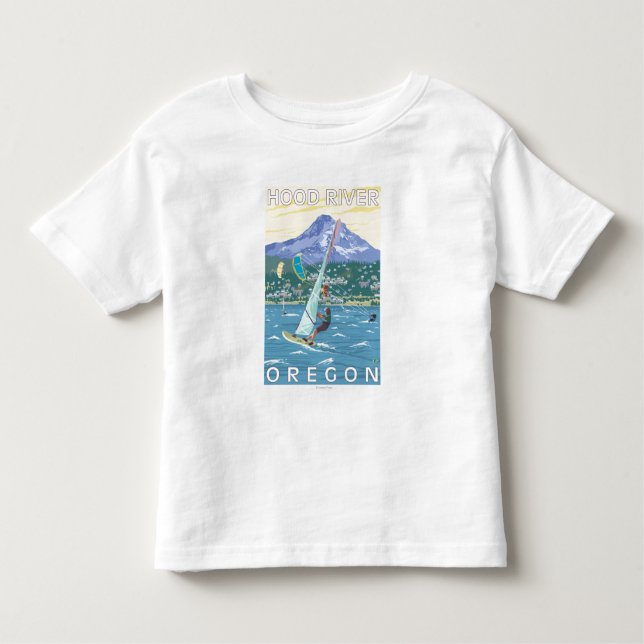 Camiseta De Bebé Hood River, personas que practica surf de ORWind y (Anverso)