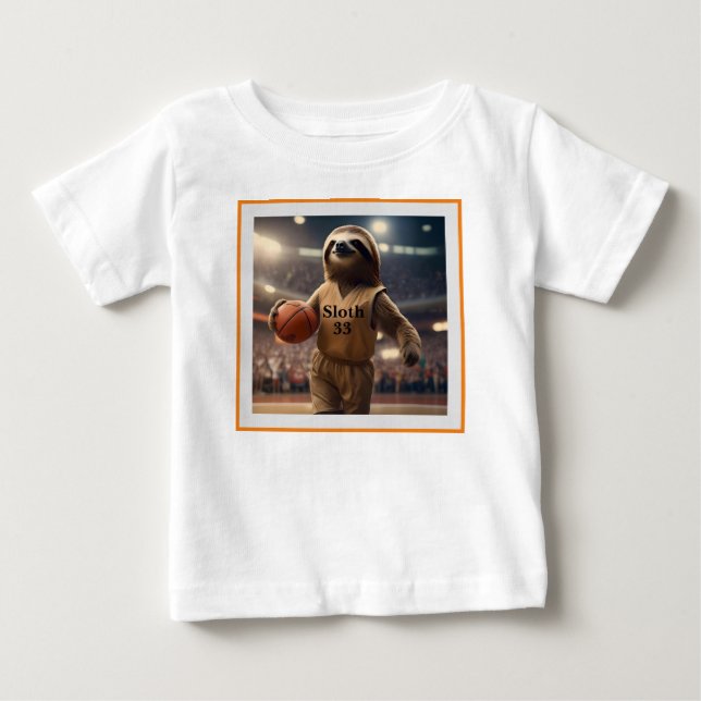 Camiseta De Bebé Hoops y Hangs: La franja de Dunking Slam, (Anverso)