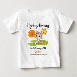 Camiseta De Bebé Hop Hop Hooray Cute un conejo 1er cumpleaños