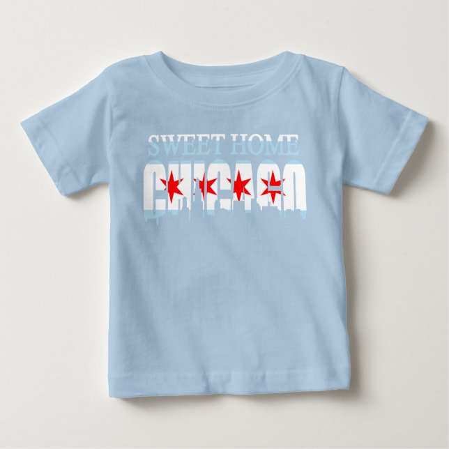 Camiseta De Bebé Horizonte casero dulce de la bandera de Chicago (Anverso)