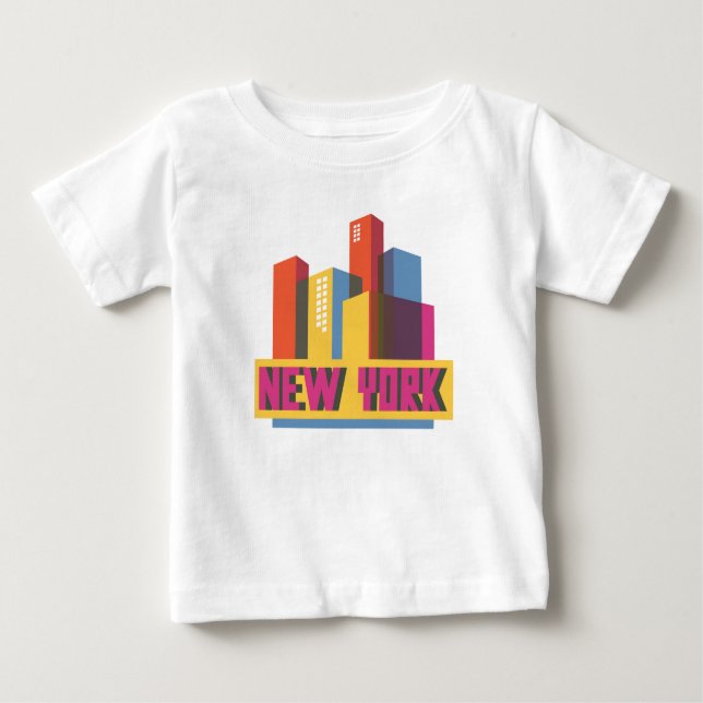 Camiseta De Bebé Horizonte de neón de New York City el | (Anverso)
