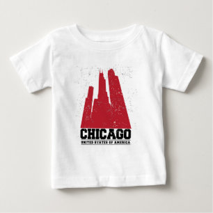 Camiseta De Bebé Horizonte rojo de la ciudad de Chicago, Illinois