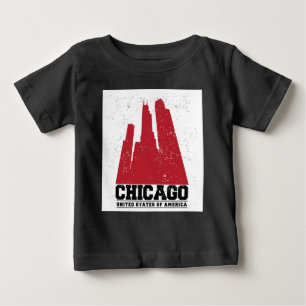 Camiseta De Bebé Horizonte rojo de la ciudad de Chicago, Illinois