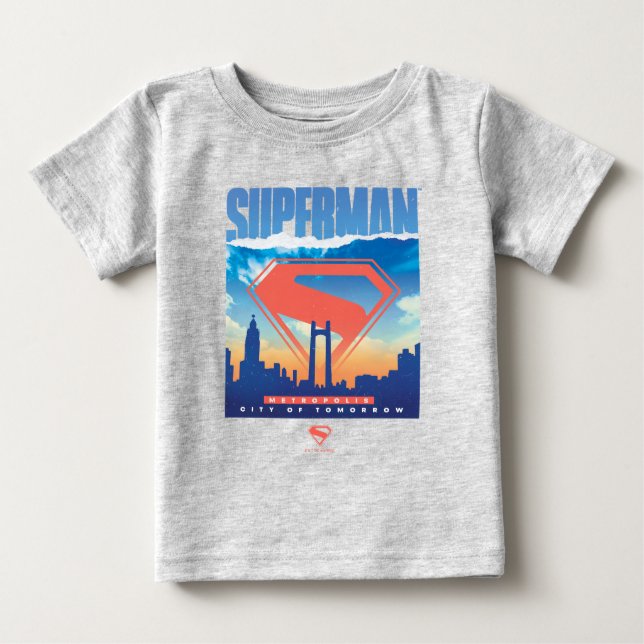 Camiseta De Bebé Horizonte urbano de Superman Metropolis (Anverso)
