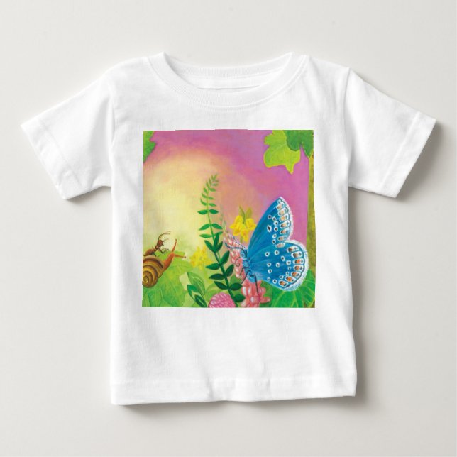 Camiseta De Bebé Hormiga, caracol y mariposa azul de Chapman   (Anverso)