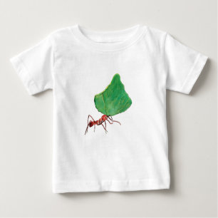 Camiseta De Bebé Hormiga llevando una hoja grande