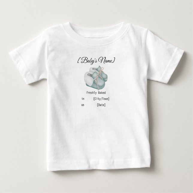 Camiseta De Bebé Horneado recién en [ciudad] el [día] - Niño (Anverso)