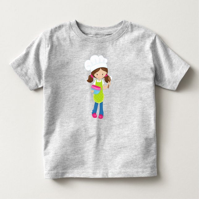 Camiseta De Bebé Horneando, Panadero, Panadería, Chica Linda, Cabel (Anverso)