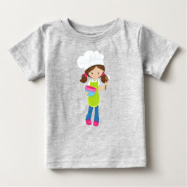 Camiseta De Bebé Horneando, Panadero, Panadería, Chica Linda, Cabel