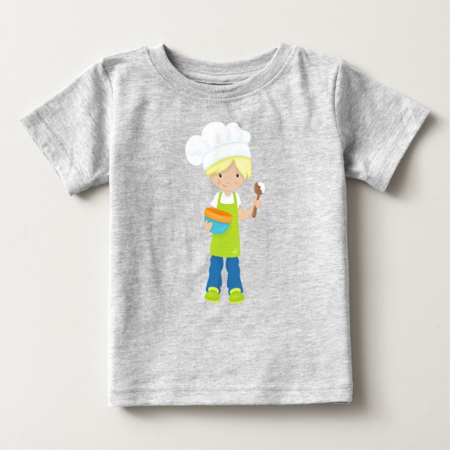 Camiseta De Bebé Horneando, Panadero, Panadería, Delantal, Niño Bon (Anverso)