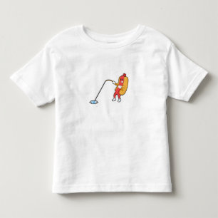 Camiseta De Bebé Hotdog at Fishing with Fishing rod