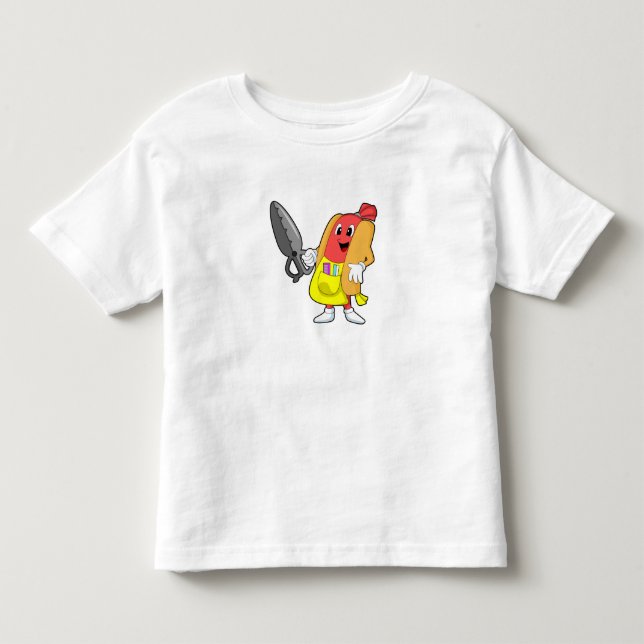 Camiseta De Bebé Hotdog como peluquero con tijeras (Anverso)