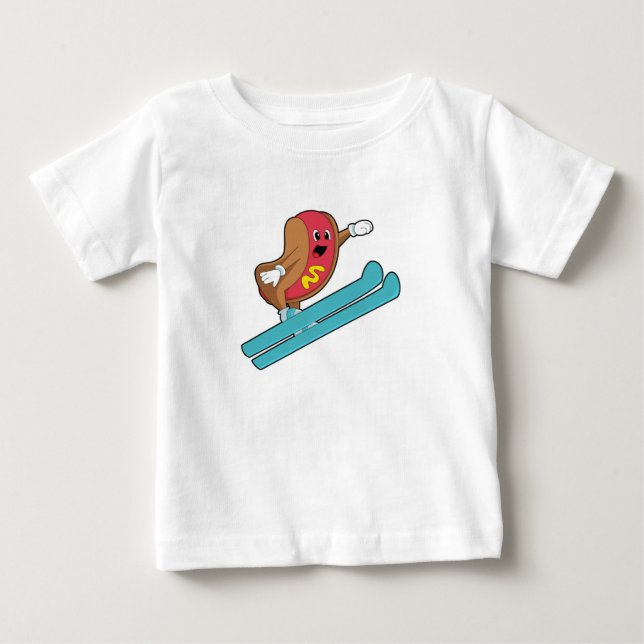 Camiseta De Bebé Hotdog como saltador de esquí con Ski.PNG (Anverso)