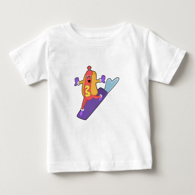Camiseta De Bebé Hotdog como snowboarder con Sonowboard (Anverso)