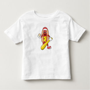 Camiseta De Bebé Hotdog de Béisbol con bate de béisbol