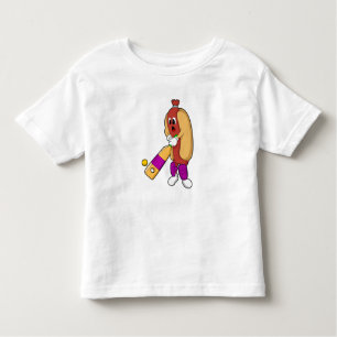 Camiseta De Bebé Hotdog en Cricket con bate de críquet